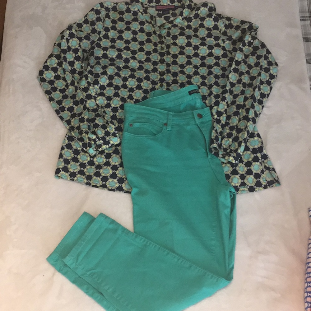 Vineyard Vines Top and Eileen Fisher Jeans